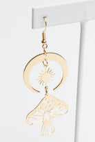 Gold Moon Mushroom Earrings