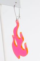 Neon Pink Flame Earrings