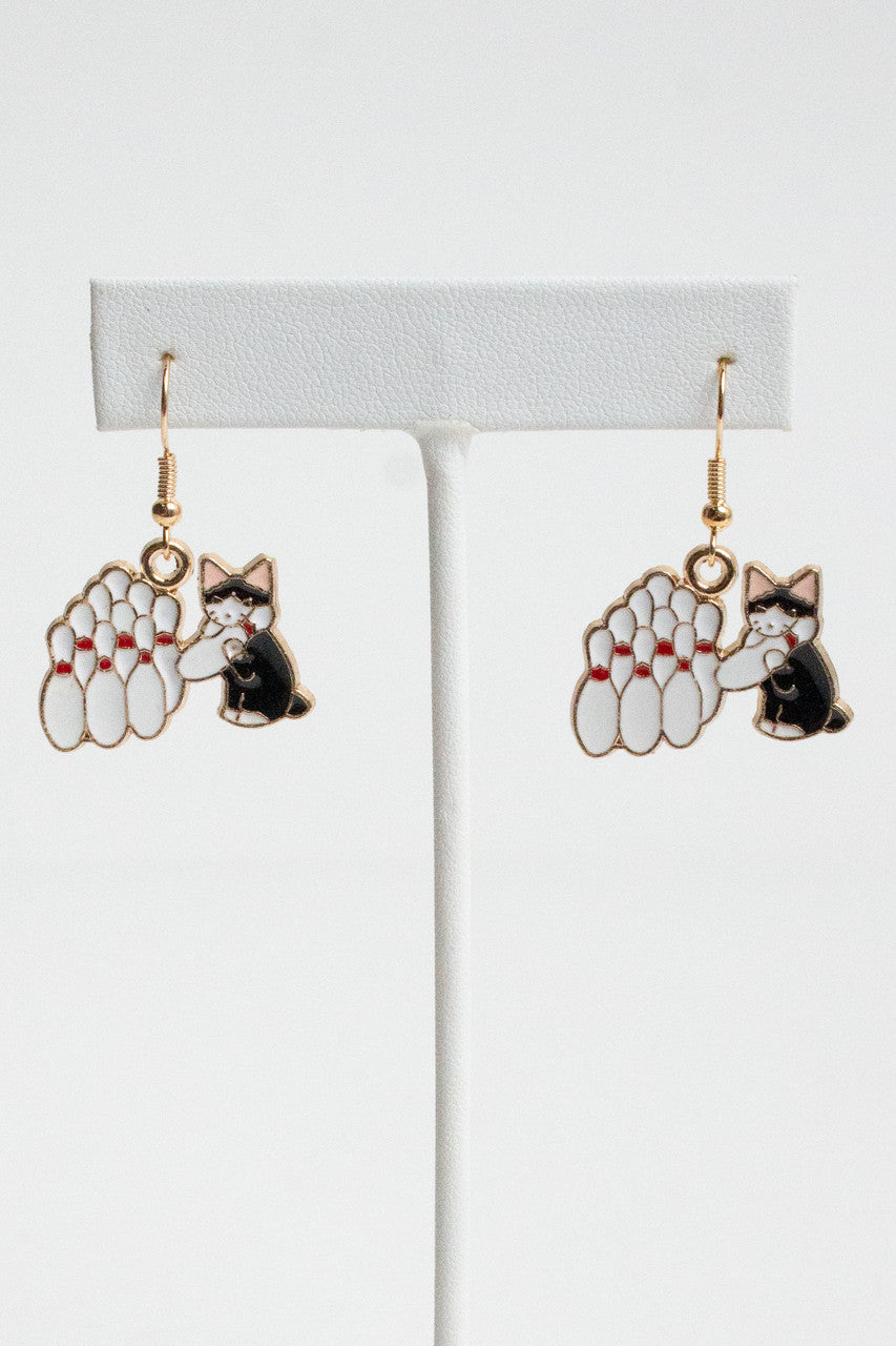 Bowling Kitty Earrings