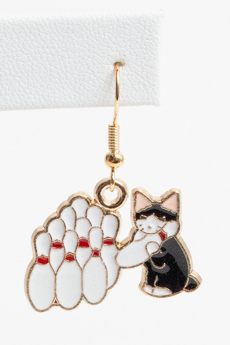 Bowling Kitty Earrings