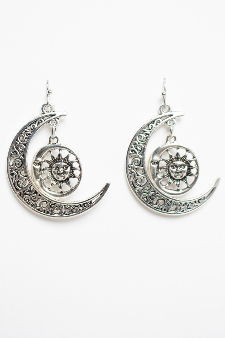 Silver Moon & Sun Earrings