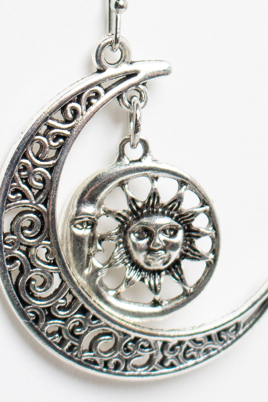 Silver Moon & Sun Earrings