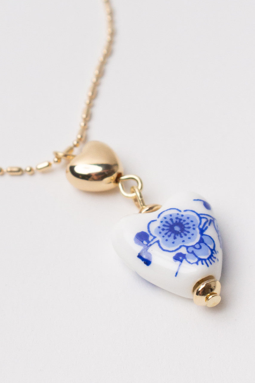 Painted Floral Heart Necklace