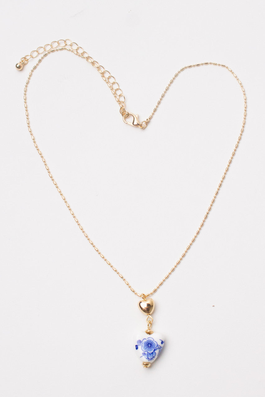 Painted Floral Heart Necklace