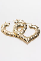 Metallic Bamboo Heart Hoop Earrings