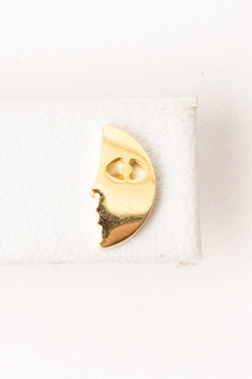 Gold Moon Face Earrings
