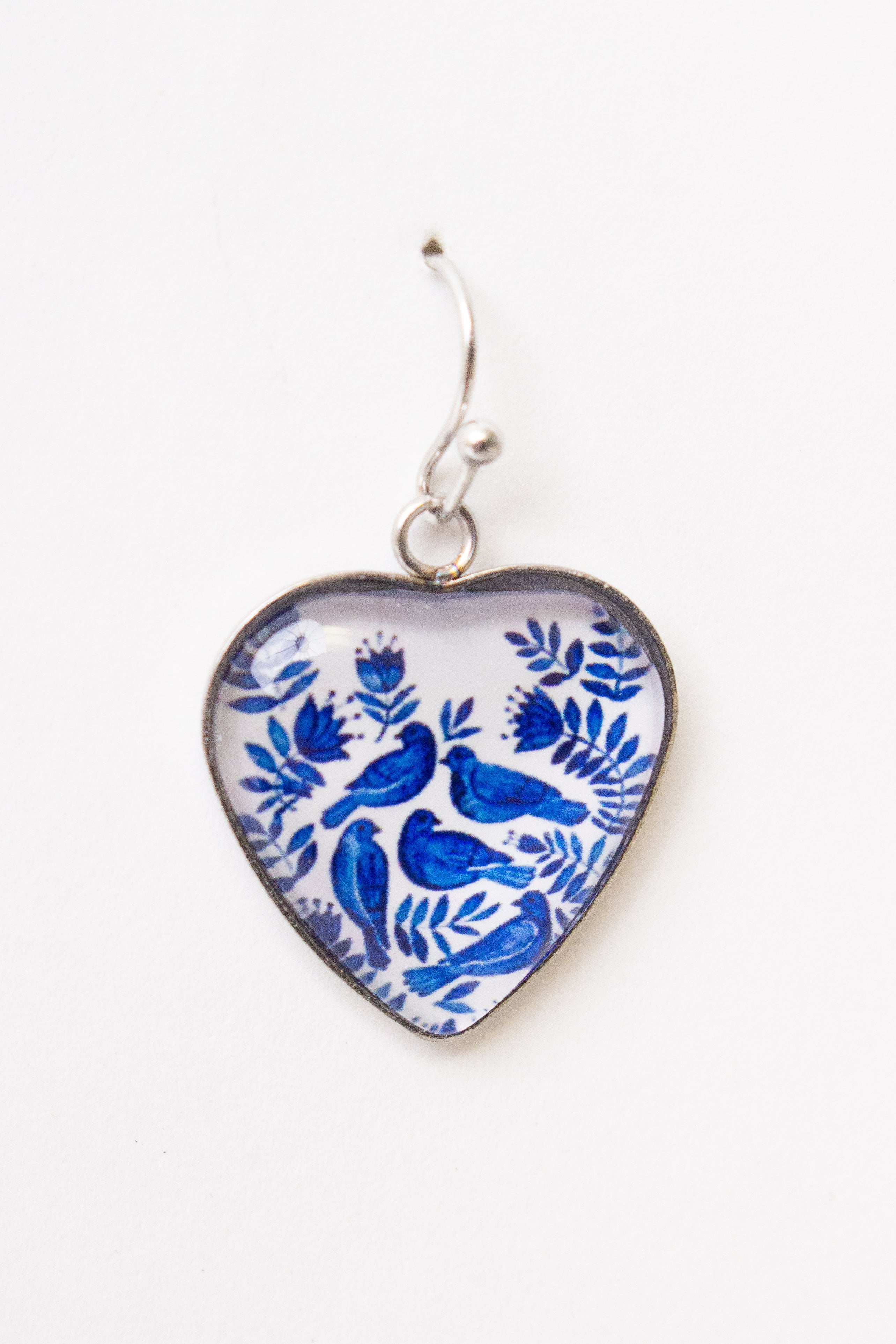 Blue Bird Heart Earrings