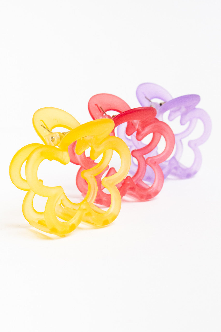 Flower Outline Claw Hair Clip