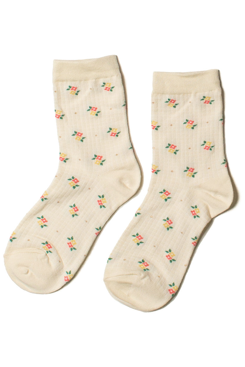 Ivory Ditsy Floral Socks