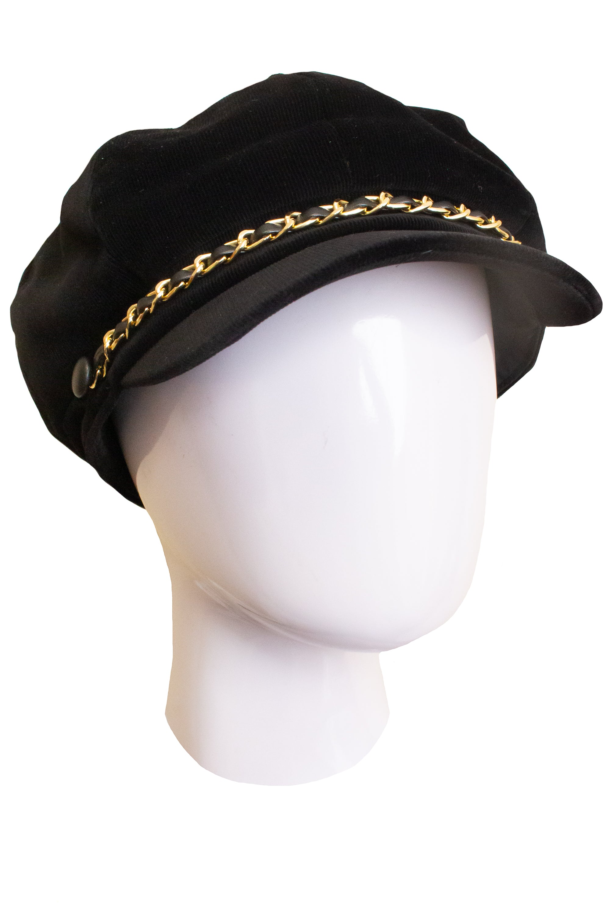 Velvet Corduroy Chain Cabbie Hat