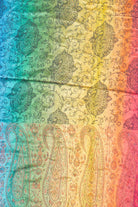 Rainbow Paisley Pom Pom Scarf Shawl