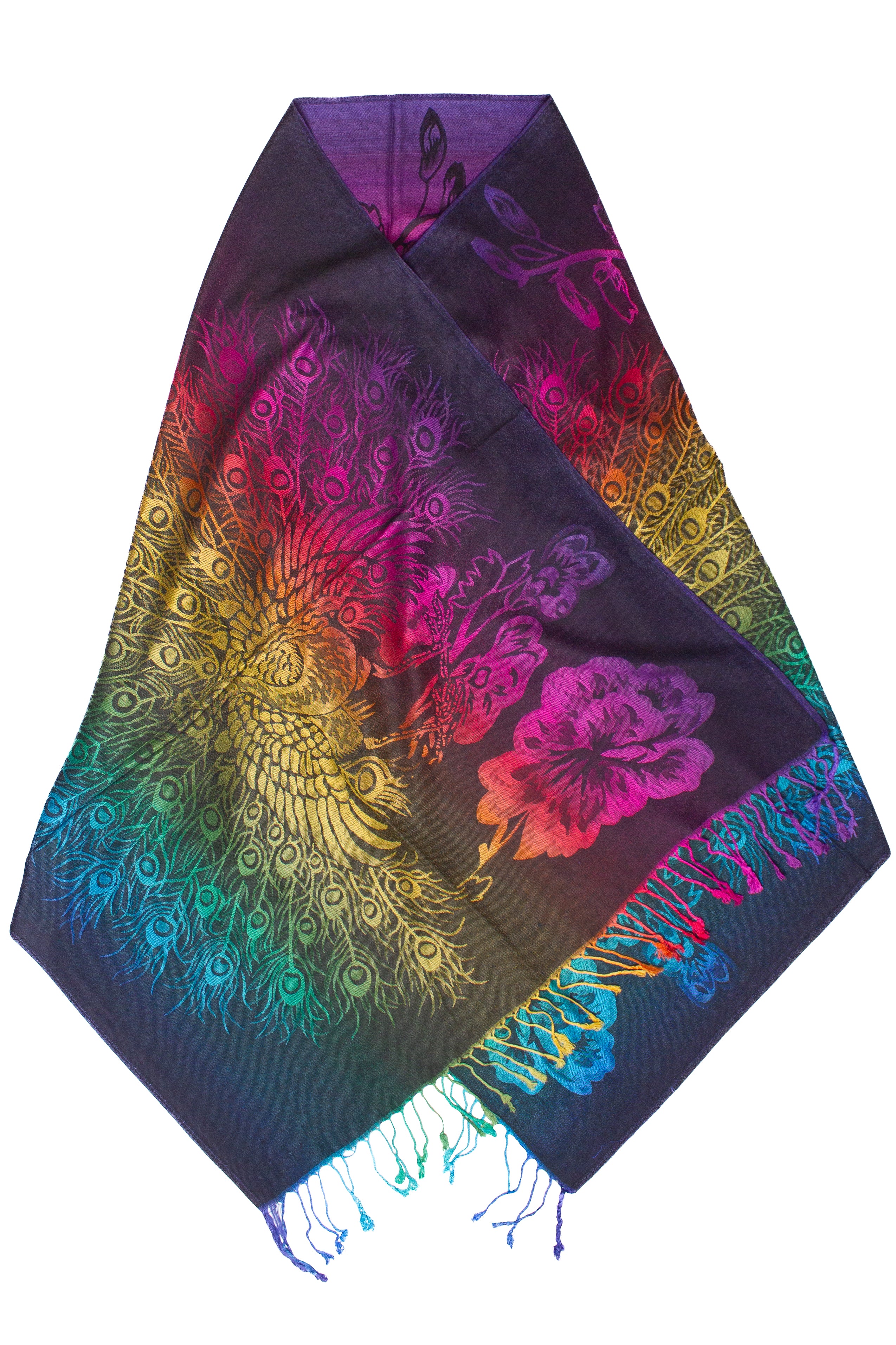 Rainbow Peacock Scarf Shawl