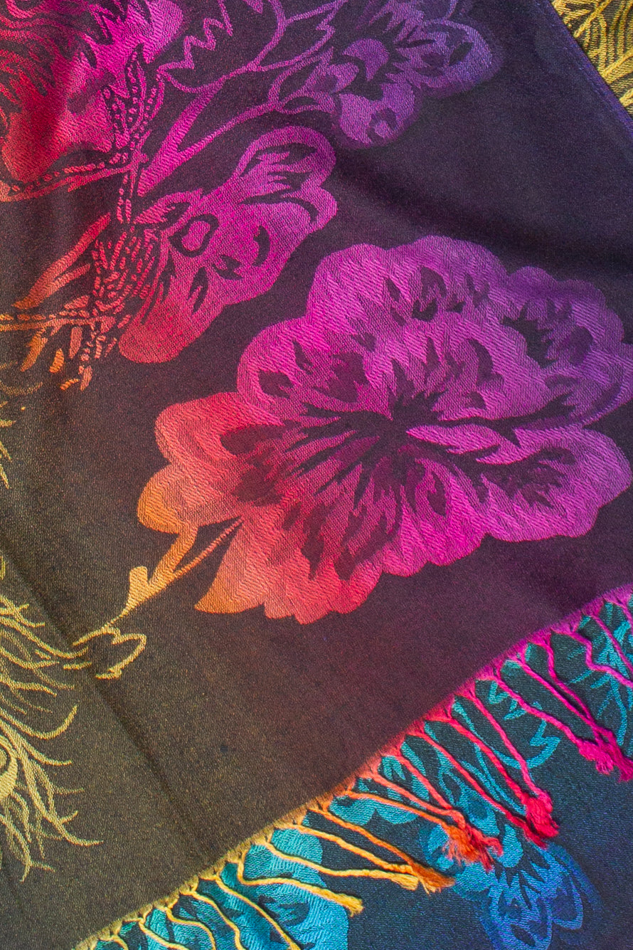 Rainbow Peacock Scarf Shawl