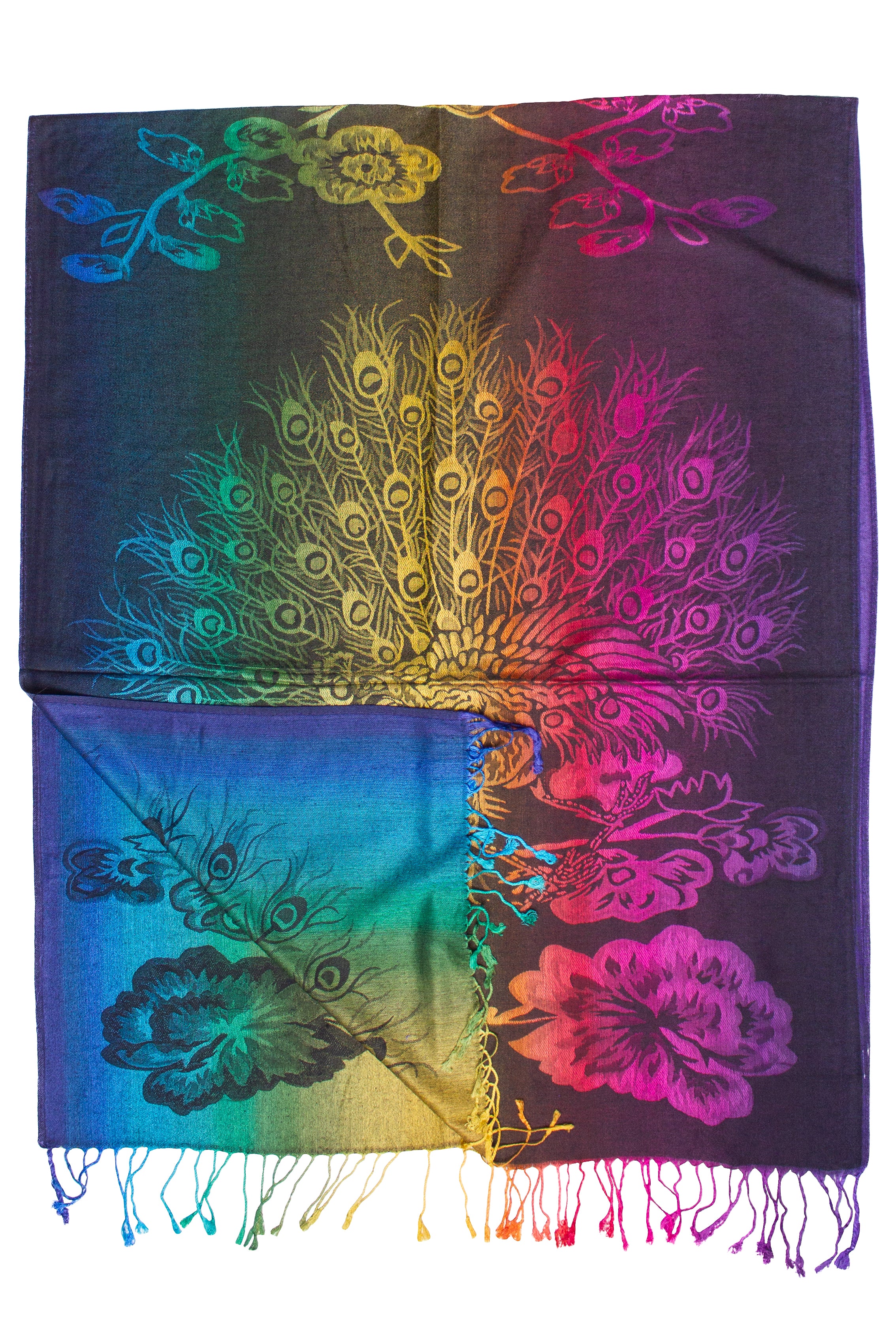 Rainbow Peacock Scarf Shawl