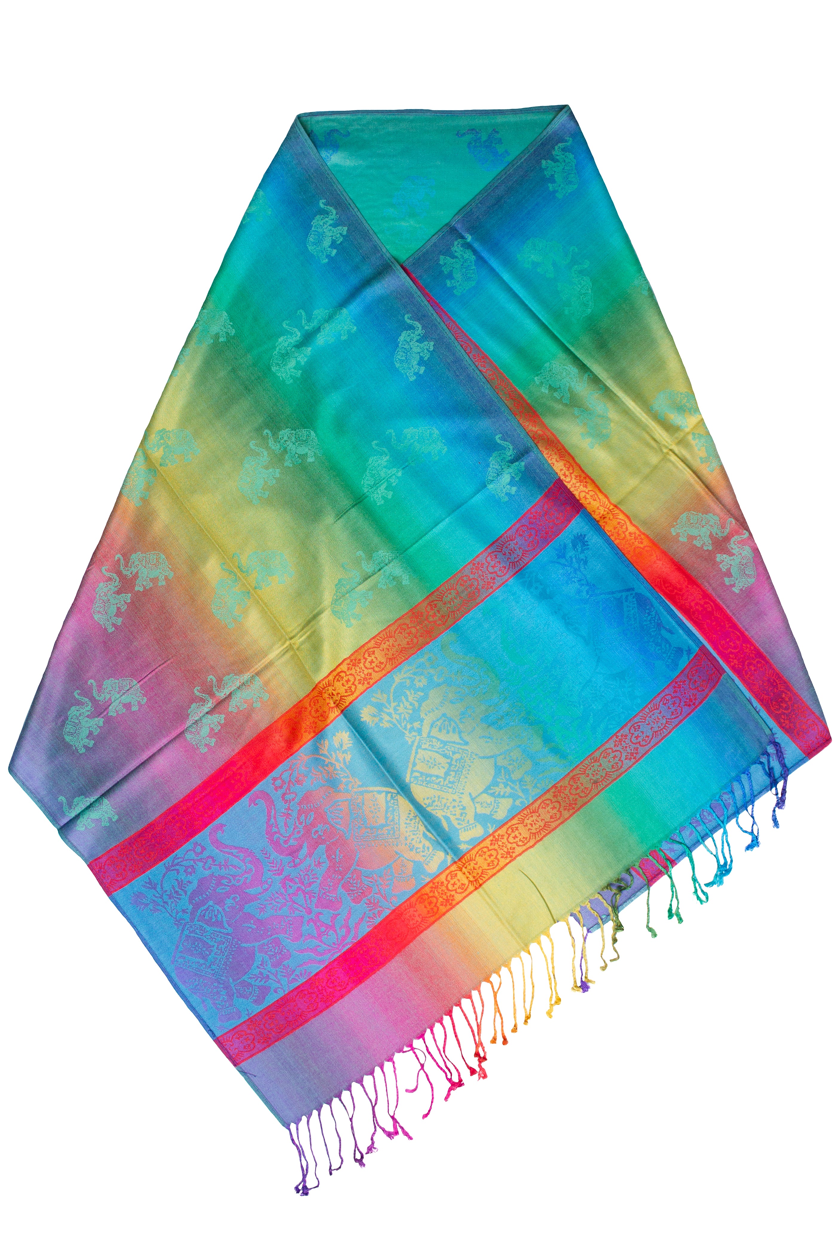 Rainbow Elephants Scarf Shawl