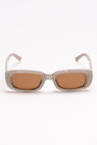 Rhinestone Rectangle Frame Sunglasses