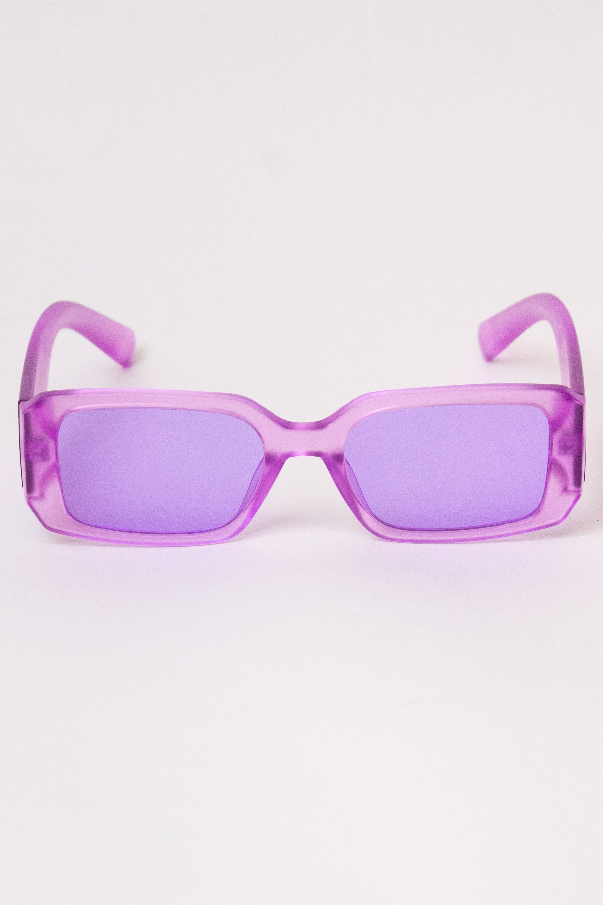 Thick Frame Rectangle Sunglasses - Purple