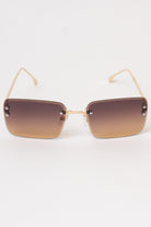 Rimless Rectangle Sunglasses - Brown