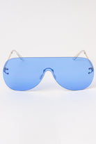 Rimless Aviator Shield Sunglasses - Blue