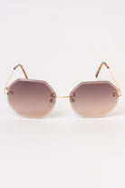 Rimless Octagon Sunglasses - Brown