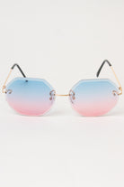 Rimless Octagon Sunglasses - Pink/Blue