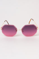 Rimless Octagon Sunglasses - Dark Pink