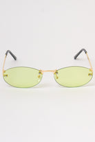 Rimless Oval Lens Sunglasses - Lime
