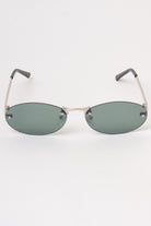 Rimless Oval Lens Sunglasses - Forest