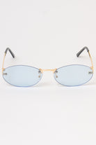Rimless Oval Lens Sunglasses - Blue