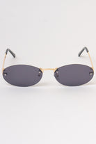 Rimless Oval Lens Sunglasses - Black