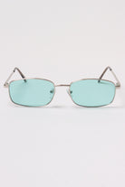 Thin Frame Rectangle Sunglasses - Green