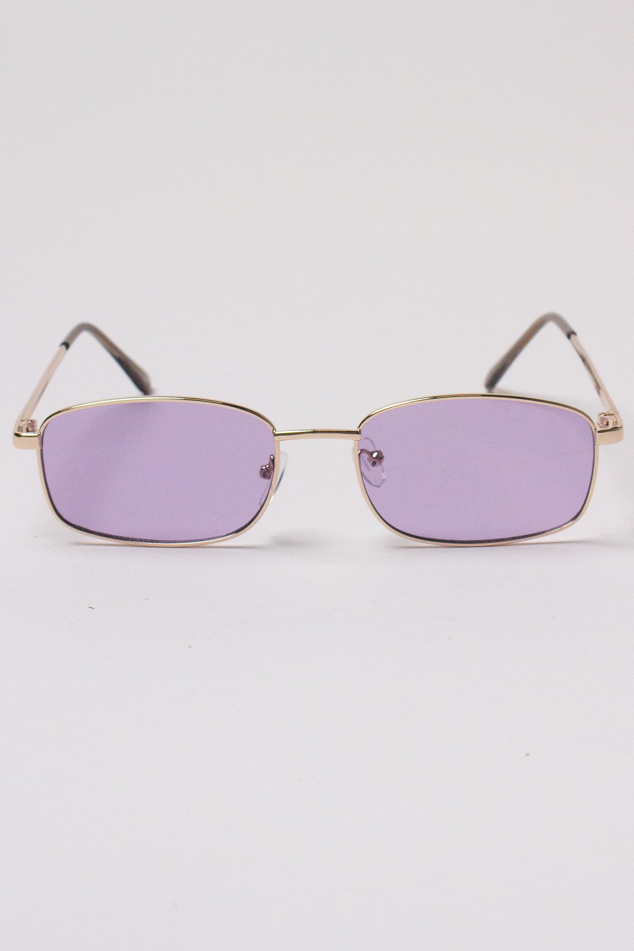 Thin Frame Rectangle Sunglasses - Purple