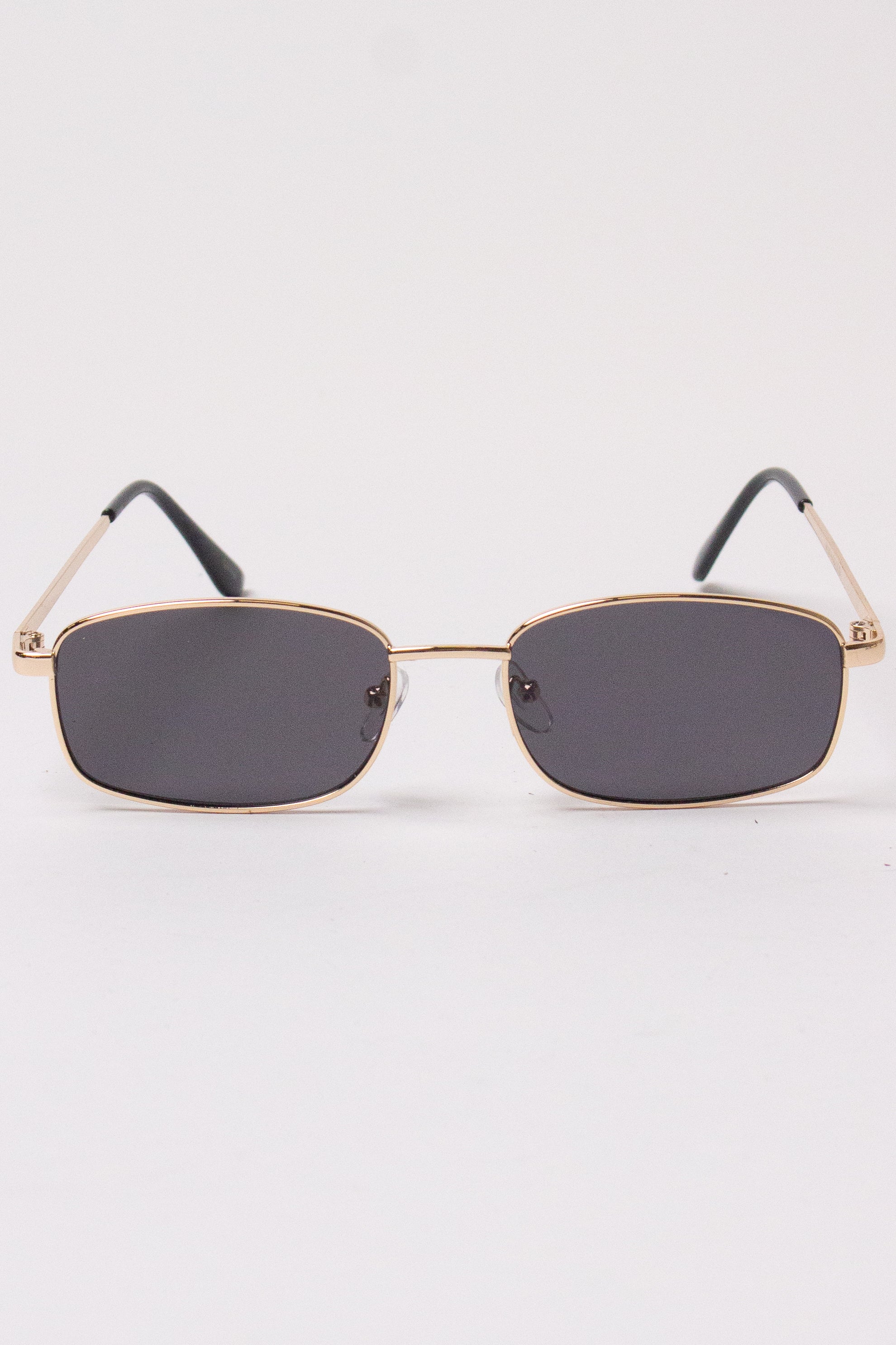 Thin Frame Rectangle Sunglasses - Black