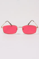 Thin Frame Rectangle Sunglasses - Red