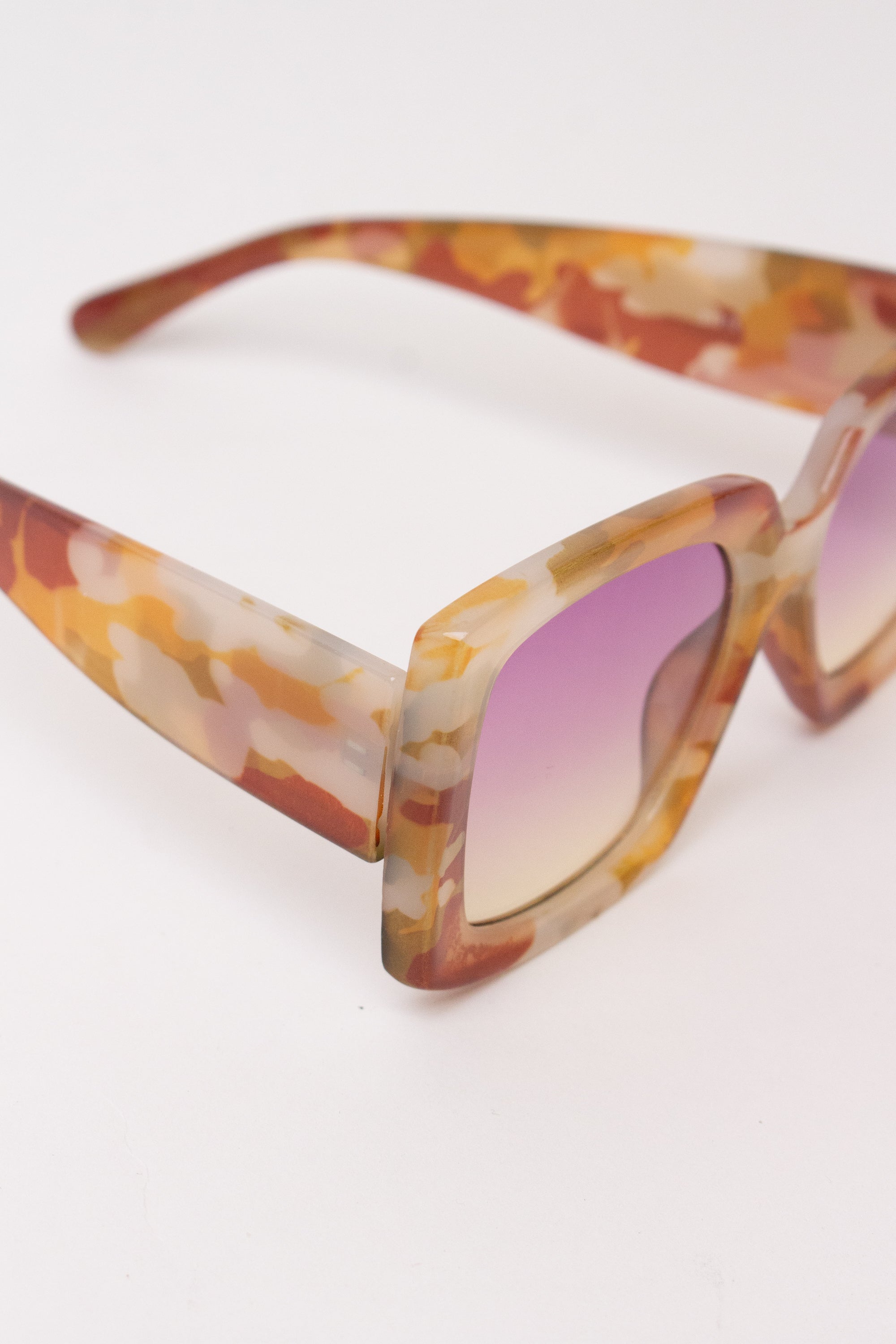 Acrylic Square Sunglasses - Gold