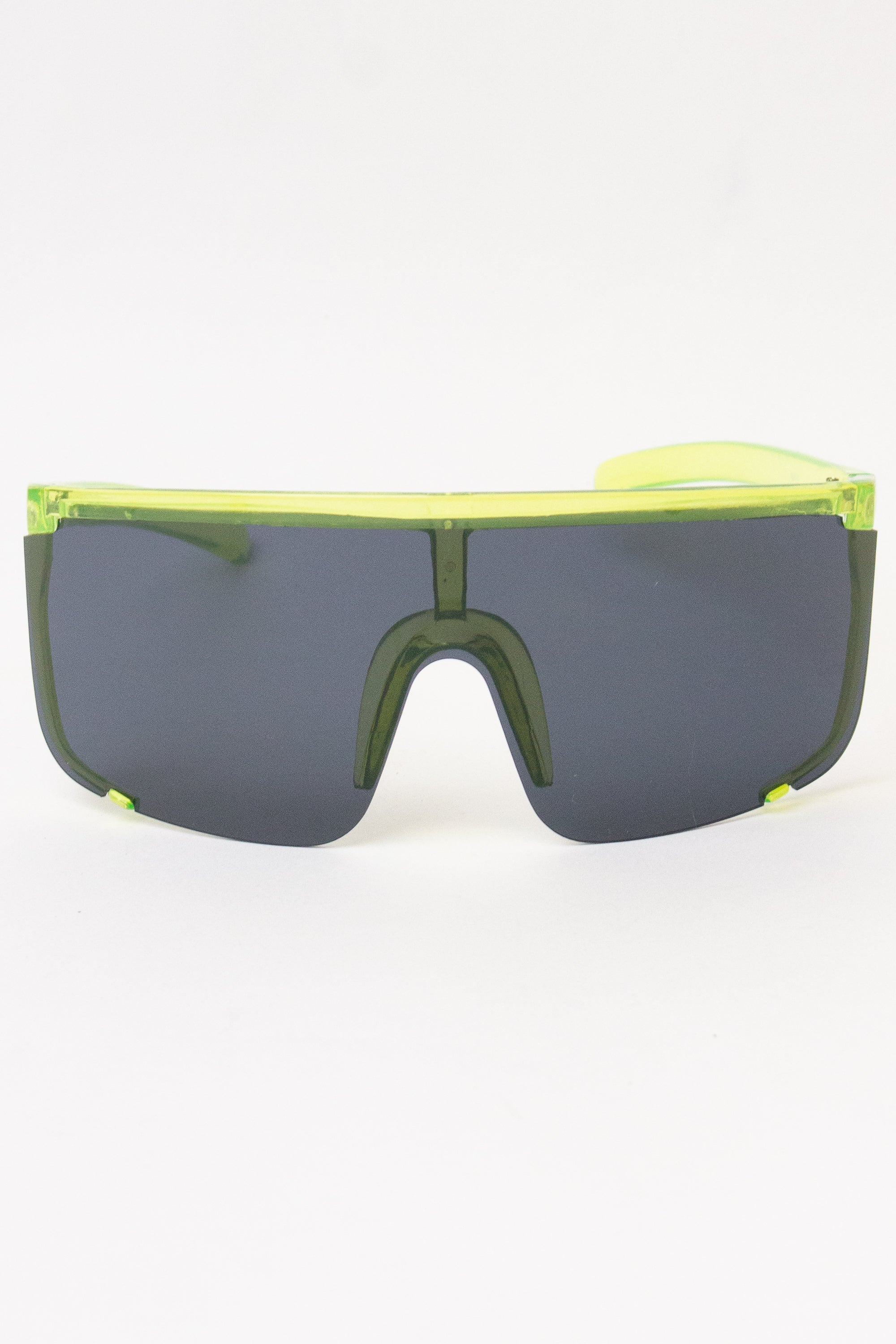 Acrylic Frame Shield Sunglasses - Lime