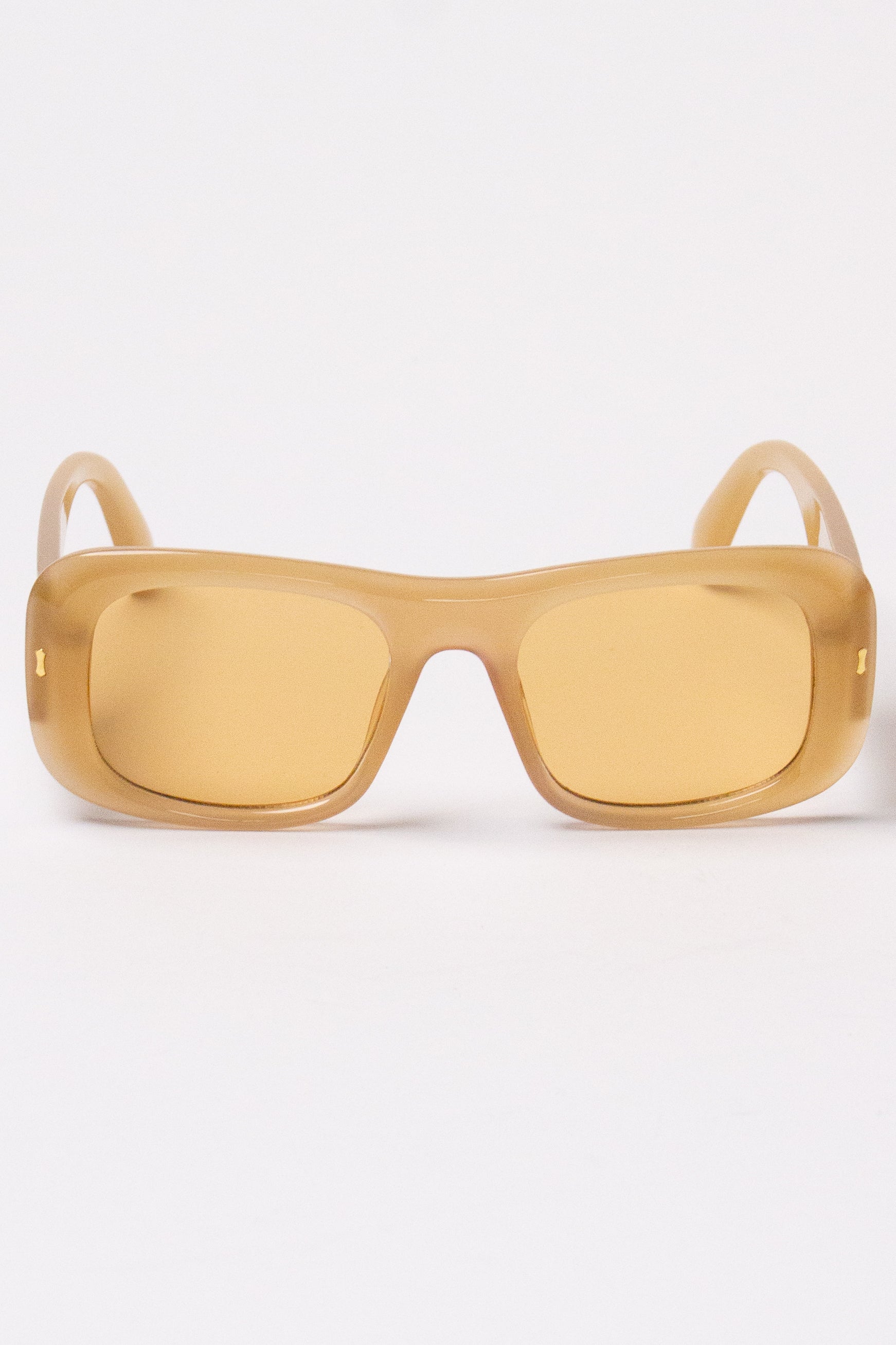 Rounded Frame Sunglasses - Beige