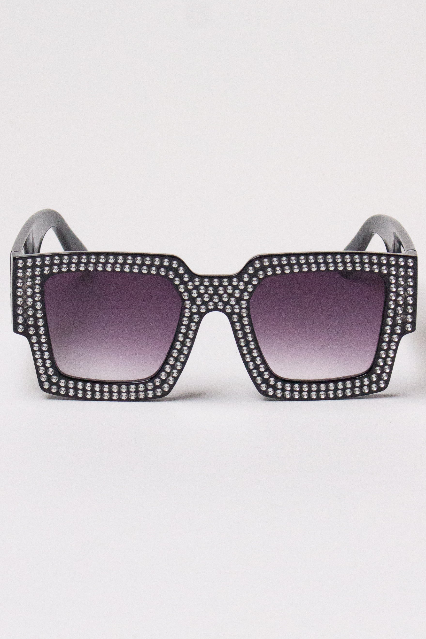 Oversized Bedazzled Sunglasses - Black