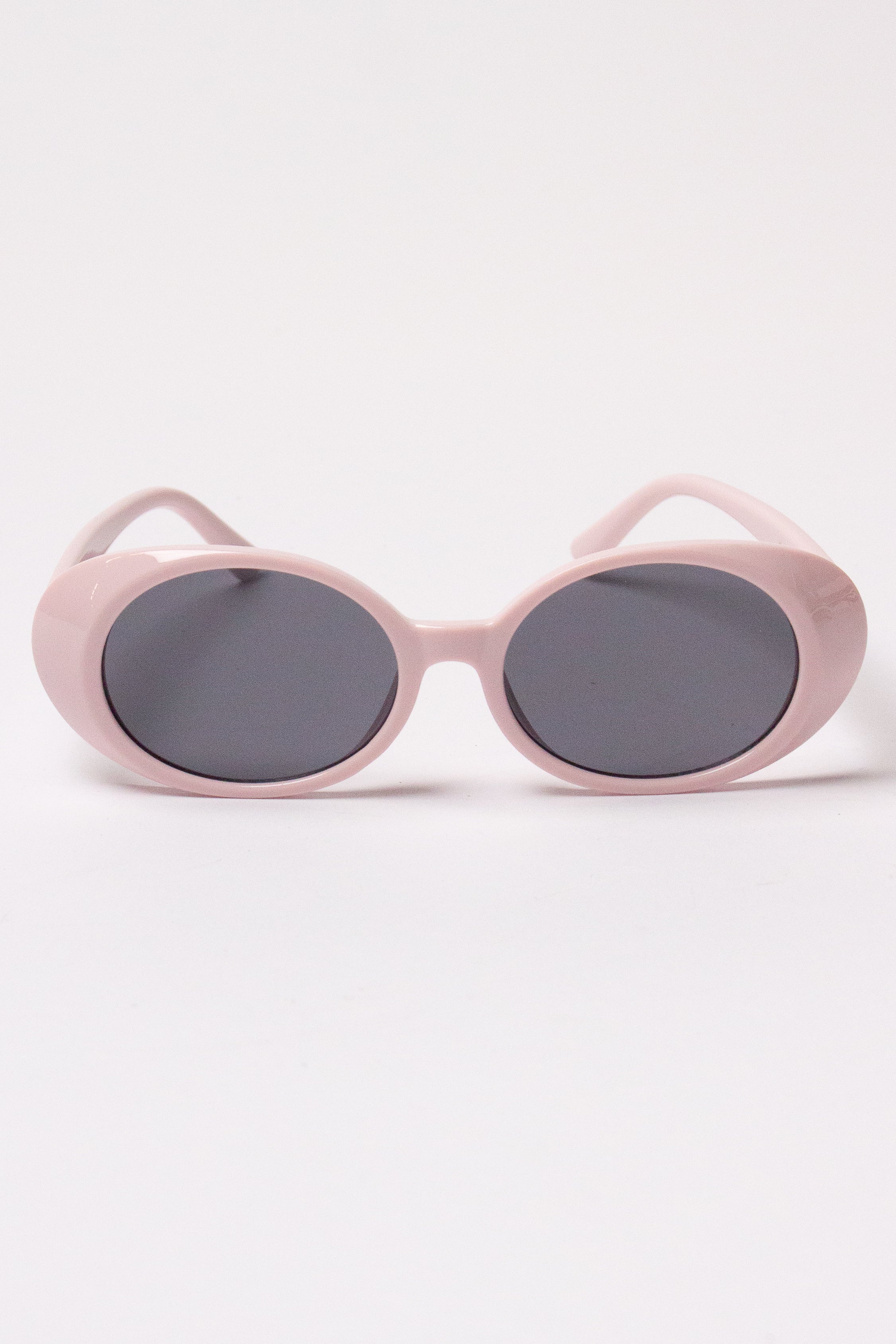 Thick Frame Oval Sunglasses - Light Pink