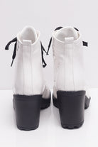 White Patent Laceup Boots