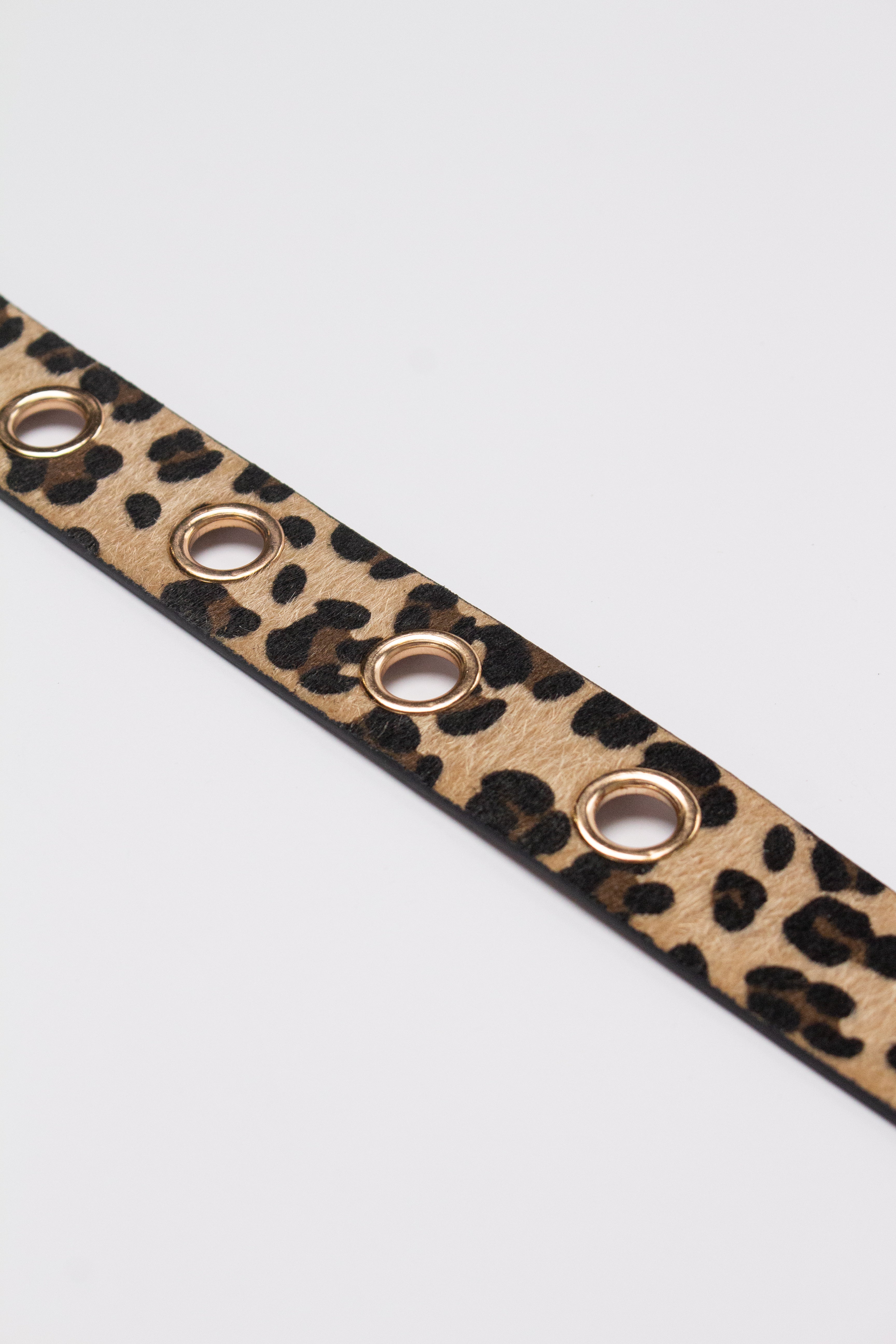 Leopard Print Grommet Belt