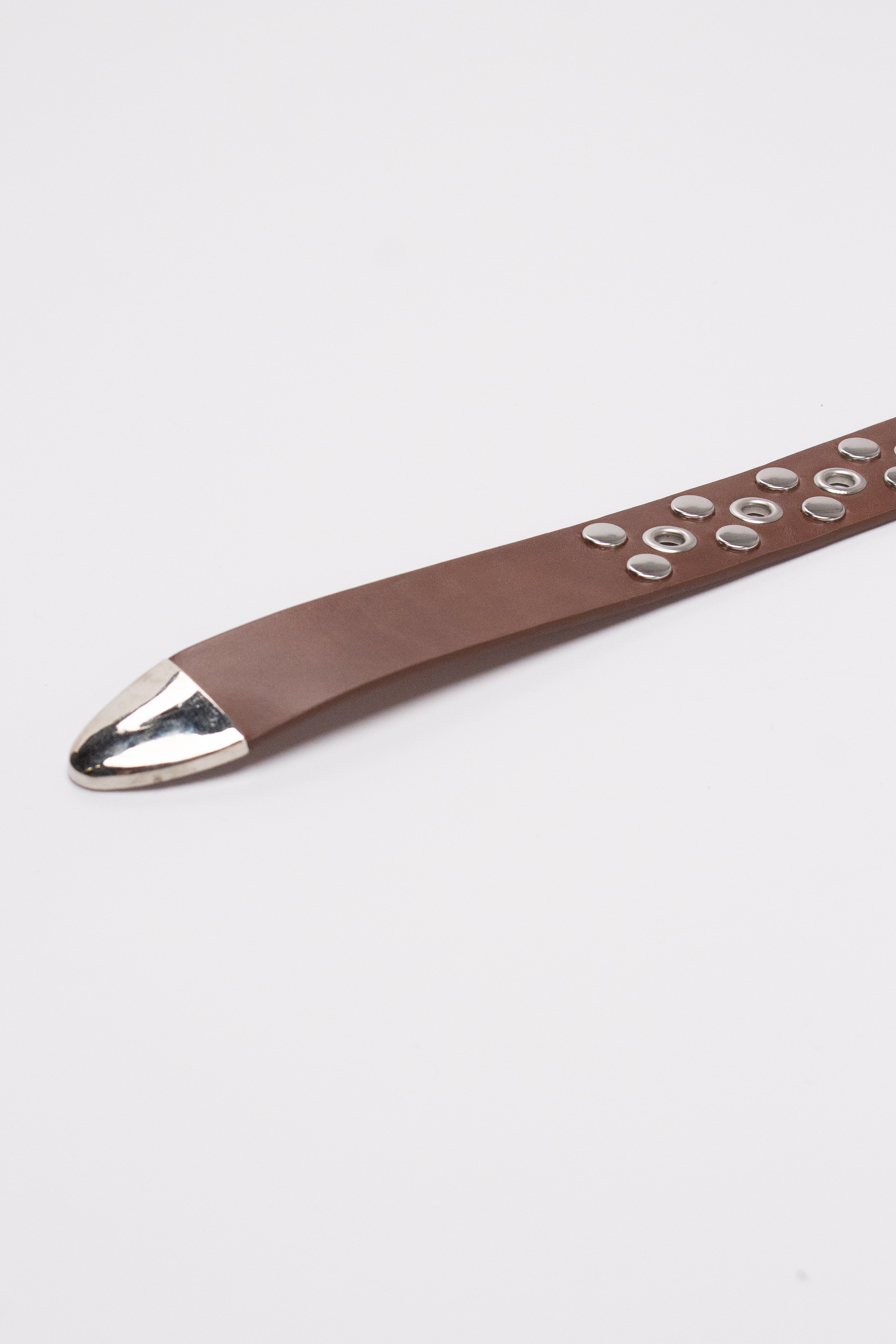 Nailhead Studded Grommet Belt - Brown