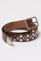 Nailhead Studded Grommet Belt - Brown