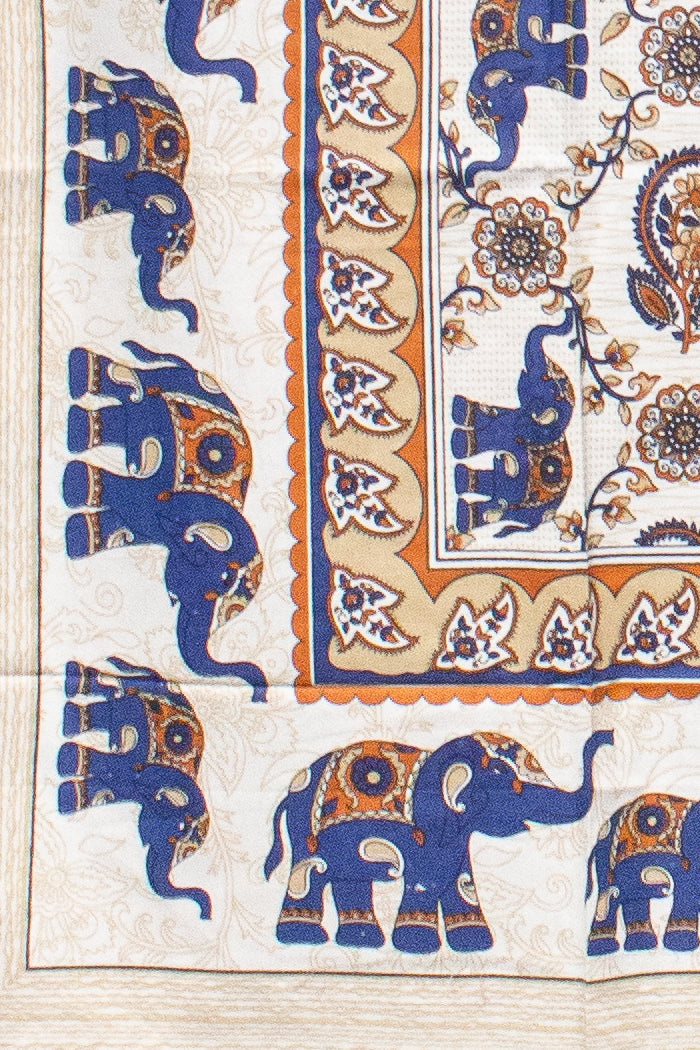 Elephants Tapestry - Navy