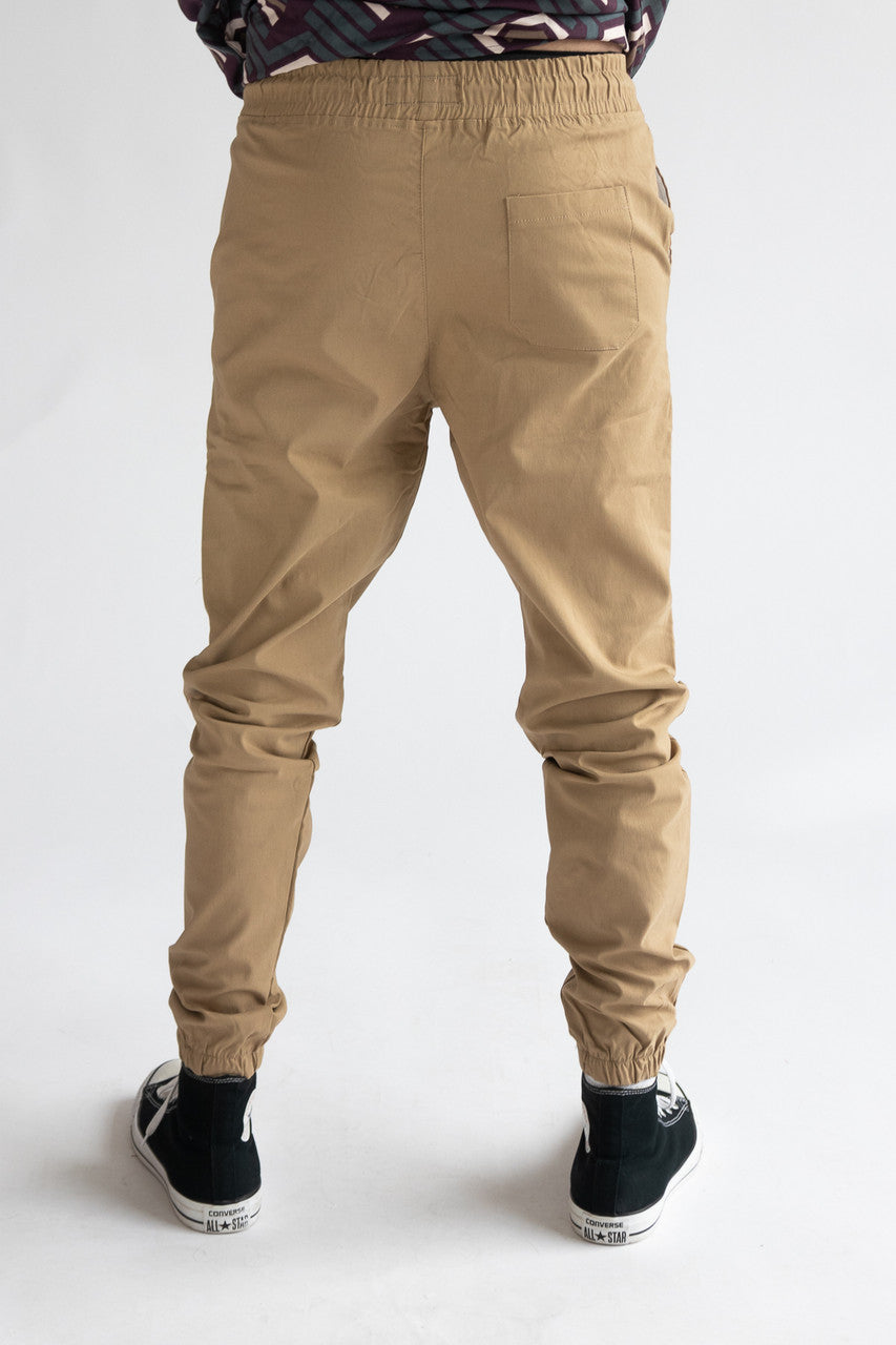 Khaki Twill Cargo Joggers