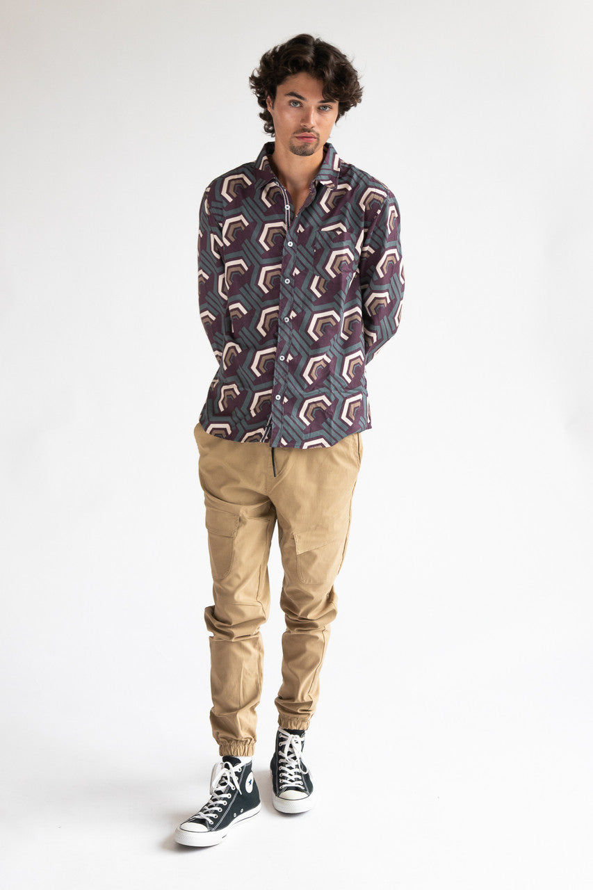 Khaki Twill Cargo Joggers