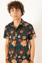 Dark Teal Floral Woven Shirt