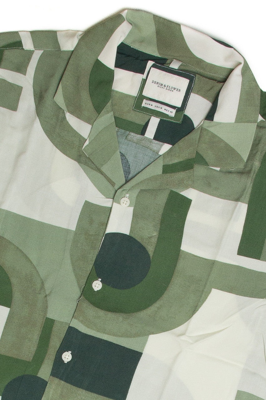 Green Geometric Woven Shirt