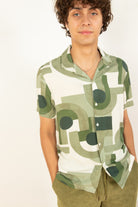 Green Geometric Woven Shirt