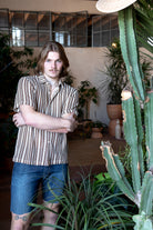Brown Cabana Knit Button Up Shirt